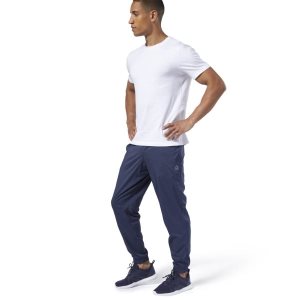 Spodnie Męskie Reebok Training Essentials Woven Cuffed Pant Granatowe PL 69RUNSY